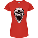 A Football Skull Soccer Footy Womens Petite Cut T-Shirt Red