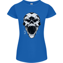 A Football Skull Soccer Footy Womens Petite Cut T-Shirt Royal Blue
