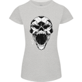 A Football Skull Soccer Footy Womens Petite Cut T-Shirt Sports Grey