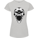 A Football Skull Soccer Footy Womens Petite Cut T-Shirt Sports Grey