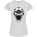 A Football Skull Soccer Footy Womens Petite Cut T-Shirt White