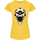 A Football Skull Soccer Footy Womens Petite Cut T-Shirt Yellow