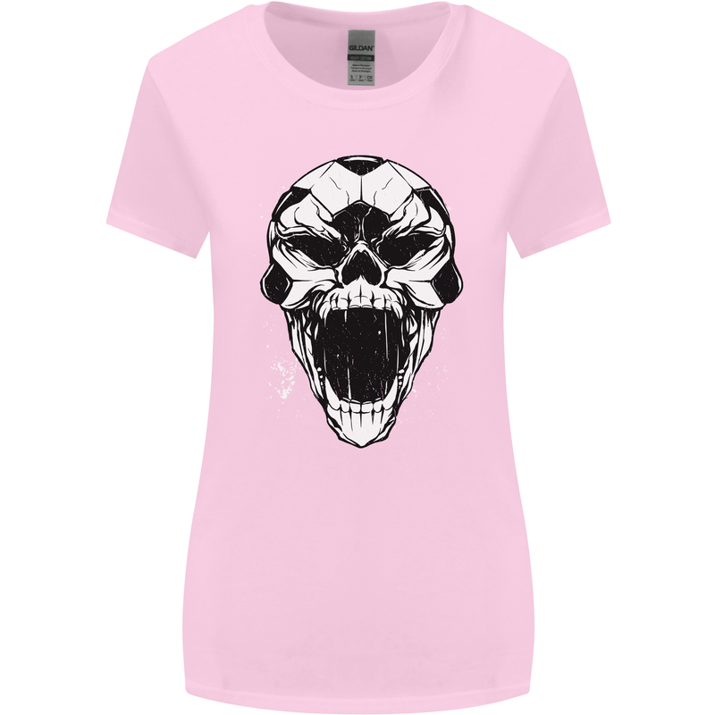 A Football Skull Soccer Footy Womens Wider Cut T-Shirt Light Pink