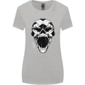A Football Skull Soccer Footy Womens Wider Cut T-Shirt Sports Grey