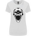 A Football Skull Soccer Footy Womens Wider Cut T-Shirt White