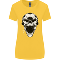 A Football Skull Soccer Footy Womens Wider Cut T-Shirt Yellow