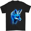 A Fox Watercolour Mens T-Shirt Cotton Gildan Black