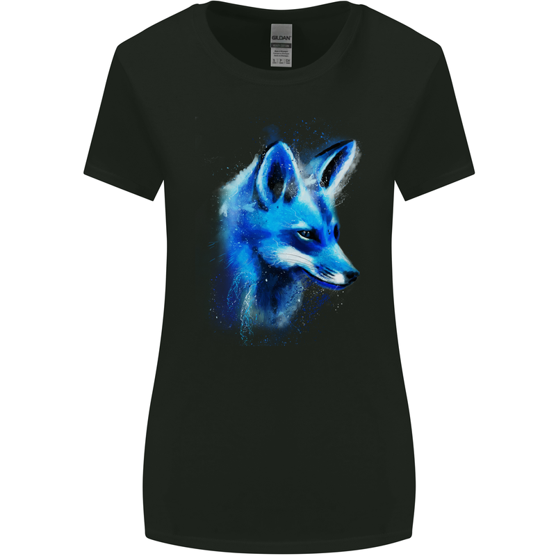 A Fox Watercolour Womens Wider Cut T-Shirt Black