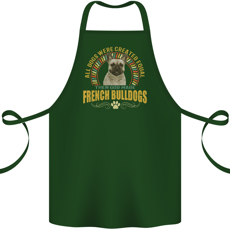 A French Bulldog Dog Cotton Apron 100% Organic Forest Green