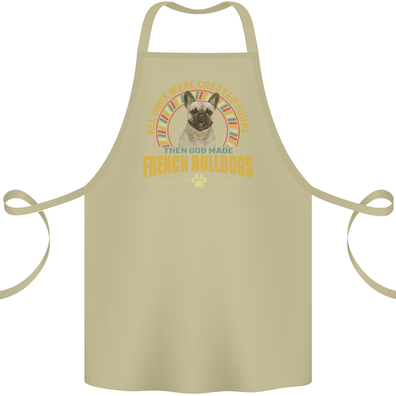 A French Bulldog Dog Cotton Apron 100% Organic Khaki