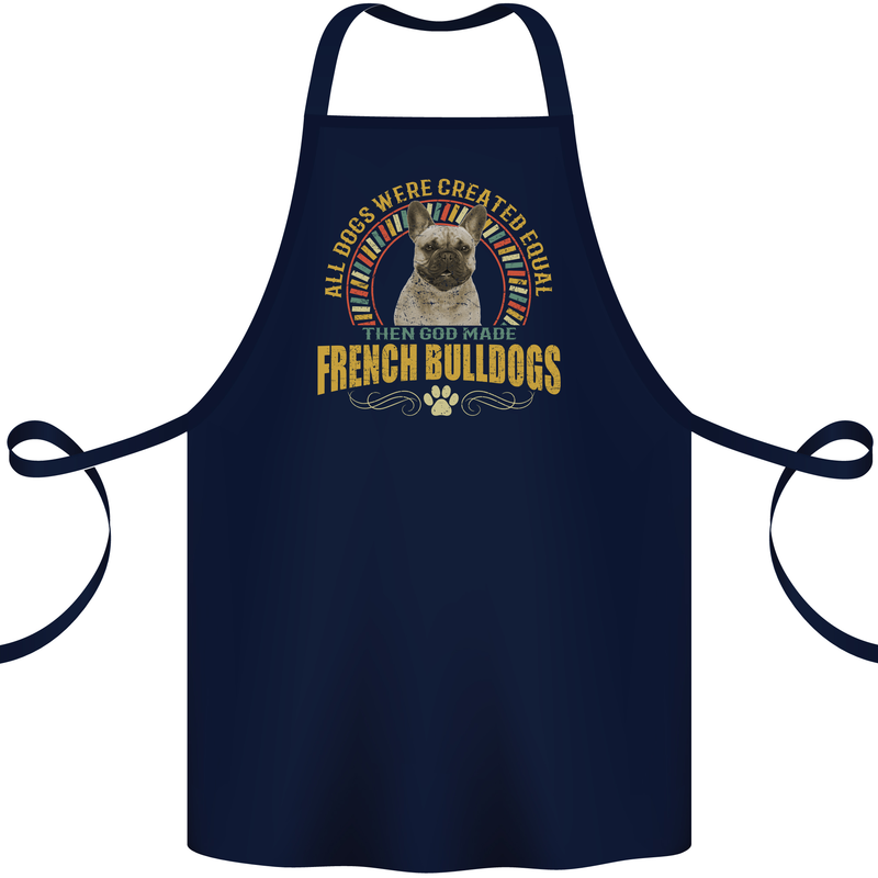 A French Bulldog Dog Cotton Apron 100% Organic Navy Blue