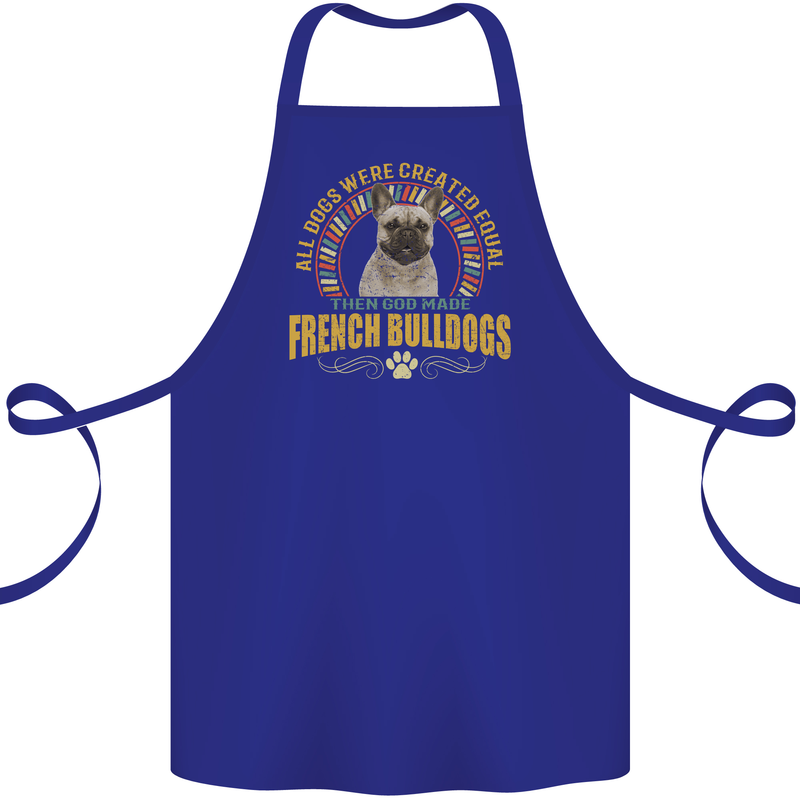 A French Bulldog Dog Cotton Apron 100% Organic Royal Blue