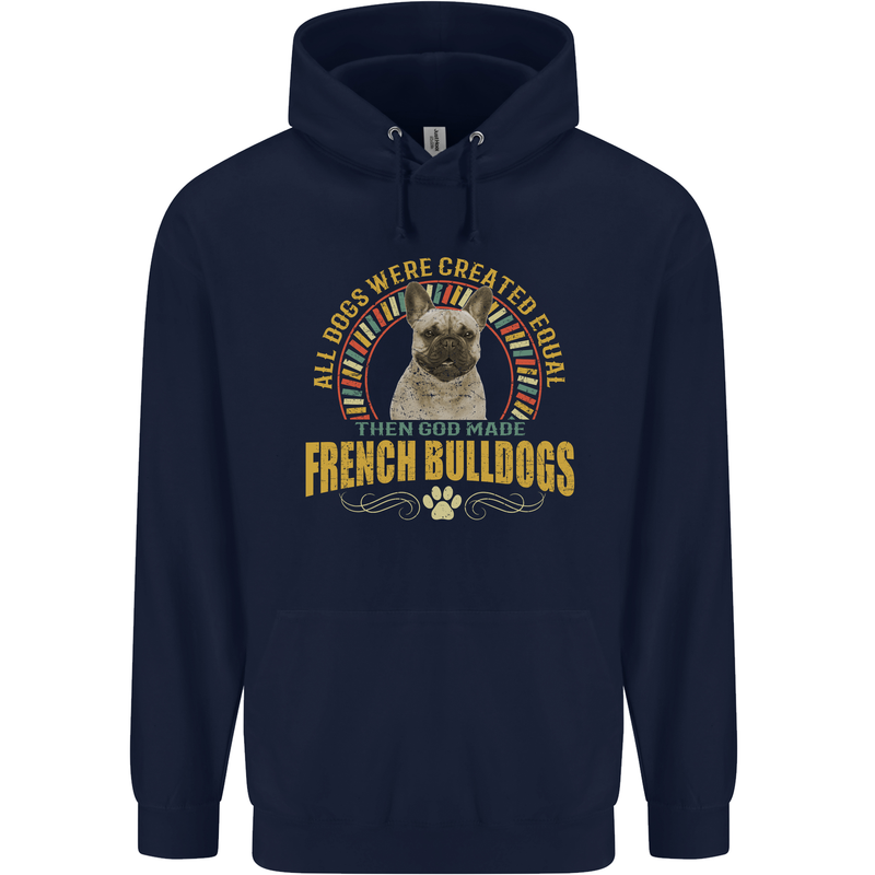 A French Bulldog Dog Mens 80% Cotton Hoodie Navy Blue