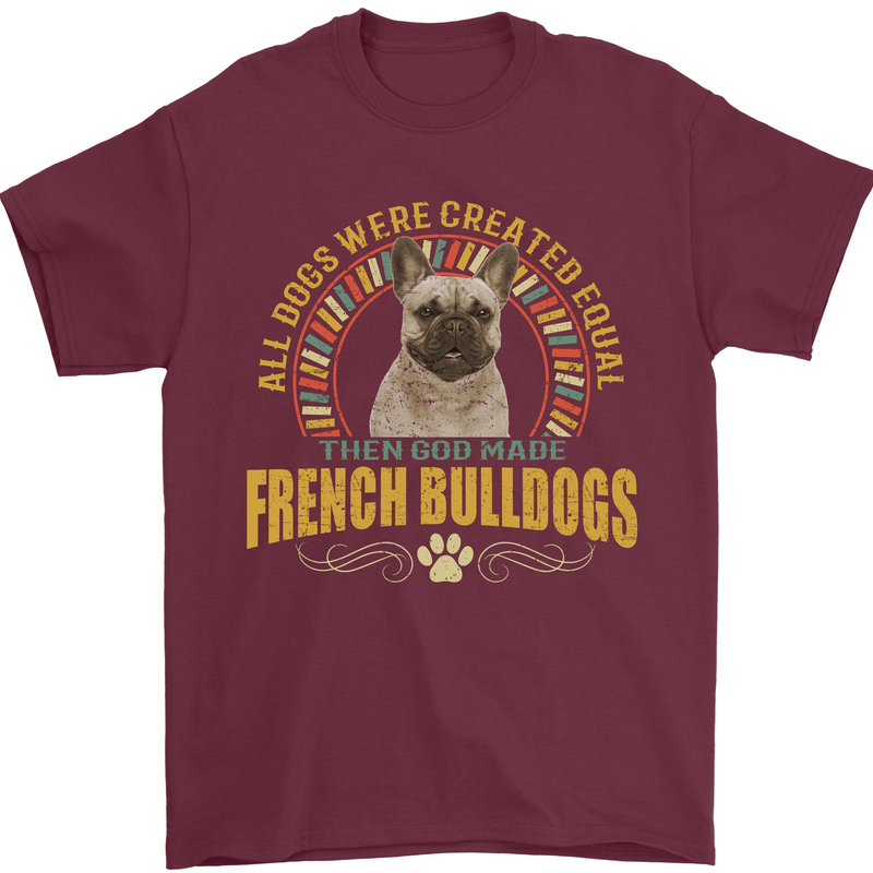 A French Bulldog Dog Mens T-Shirt 100% Cotton Maroon