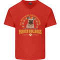 A French Bulldog Dog Mens V-Neck Cotton T-Shirt Red