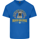 A French Bulldog Dog Mens V-Neck Cotton T-Shirt Royal Blue