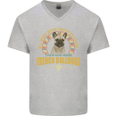 A French Bulldog Dog Mens V-Neck Cotton T-Shirt Sports Grey