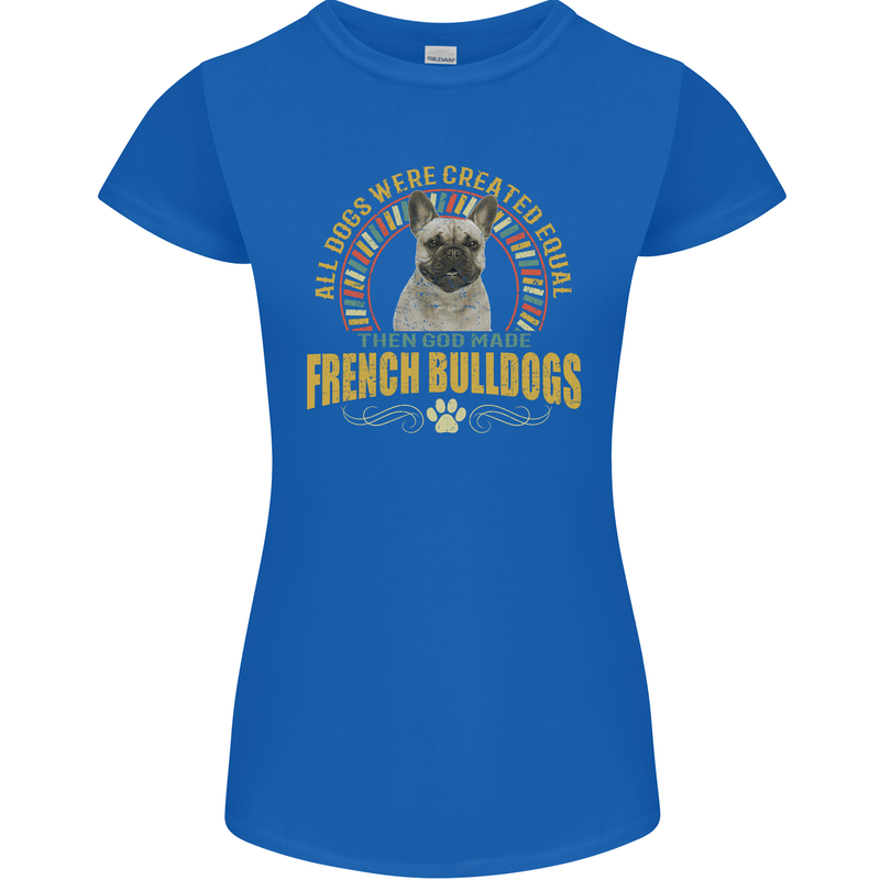 A French Bulldog Dog Womens Petite Cut T-Shirt Royal Blue
