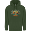 A Frog Hiking in the Mountains Trekking Childrens Kids Hoodie Forest Green