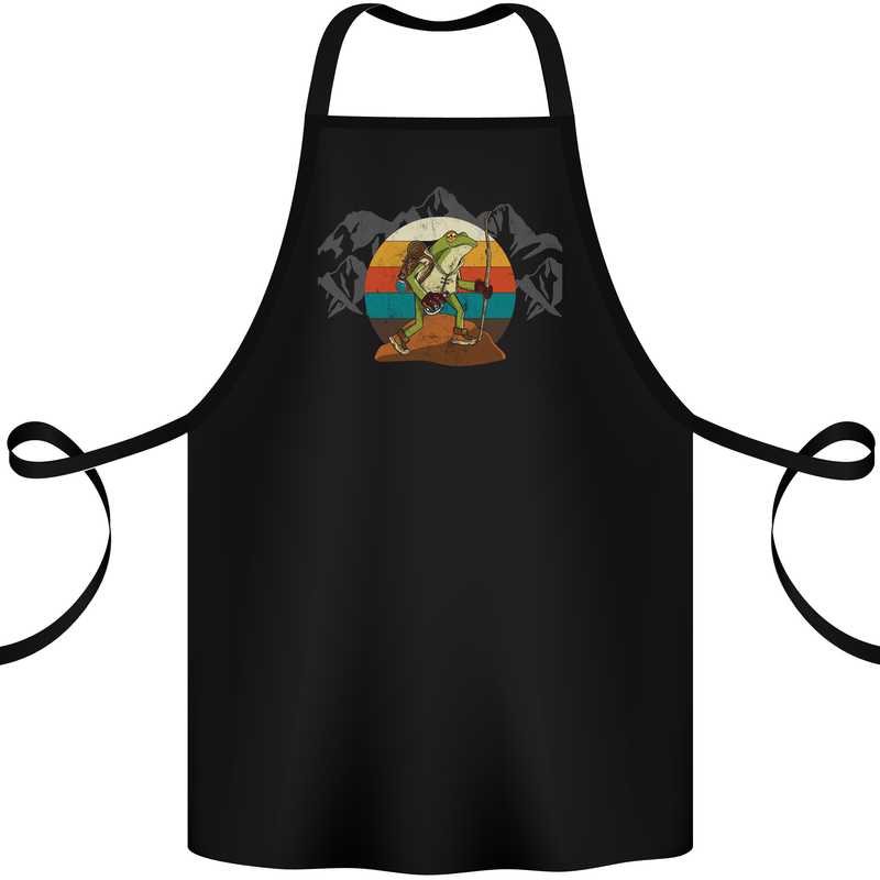 A Frog Hiking in the Mountains Trekking Cotton Apron 100% Organic Black