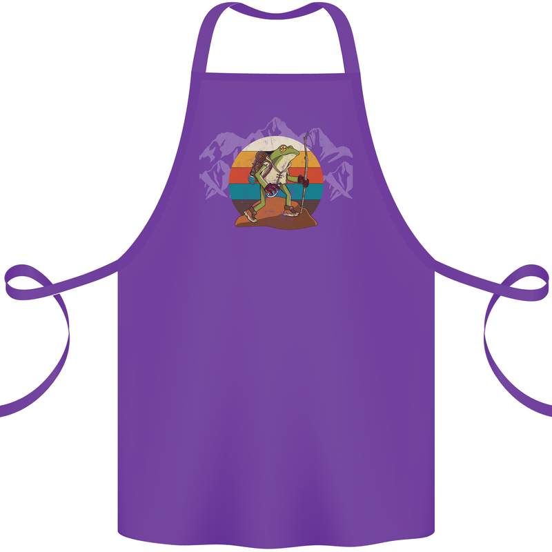A Frog Hiking in the Mountains Trekking Cotton Apron 100% Organic Purple