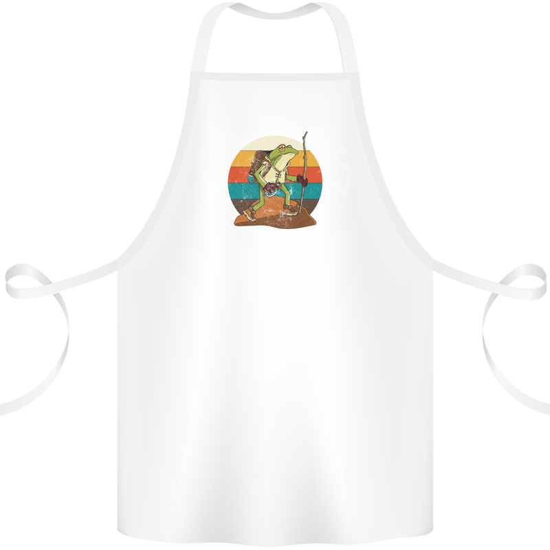 A Frog Hiking in the Mountains Trekking Cotton Apron 100% Organic White