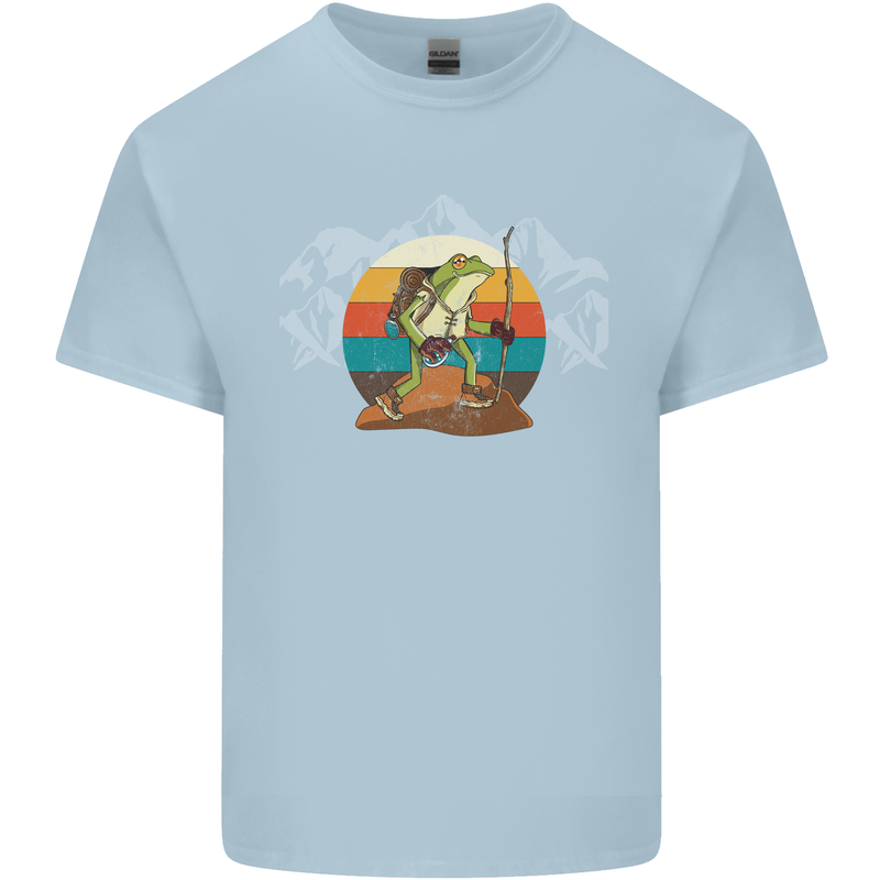 A Frog Hiking in the Mountains Trekking Kids T-Shirt Childrens Light Blue