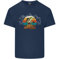 A Frog Hiking in the Mountains Trekking Kids T-Shirt Childrens Navy Blue