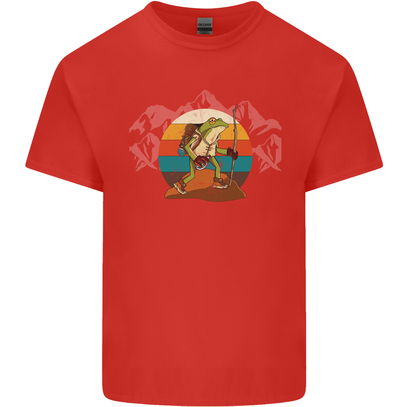 A Frog Hiking in the Mountains Trekking Kids T-Shirt Childrens Red