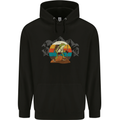 A Frog Hiking in the Mountains Trekking Mens 80% Cotton Hoodie Black