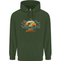 A Frog Hiking in the Mountains Trekking Mens 80% Cotton Hoodie Forest Green
