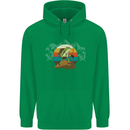 A Frog Hiking in the Mountains Trekking Mens 80% Cotton Hoodie Irish Green