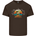 A Frog Hiking in the Mountains Trekking Mens Cotton T-Shirt Tee Top Dark Chocolate