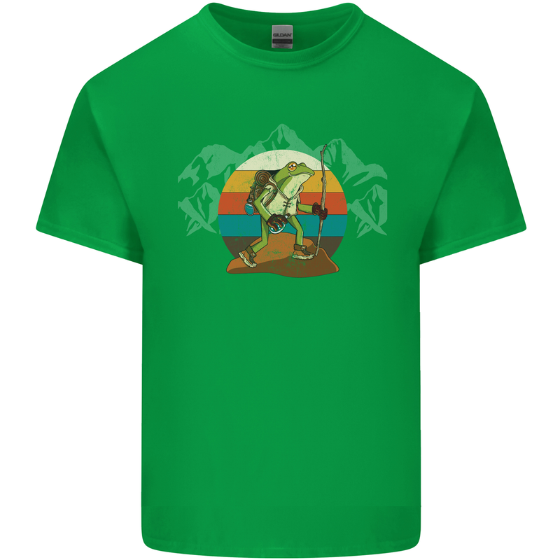 A Frog Hiking in the Mountains Trekking Mens Cotton T-Shirt Tee Top Irish Green
