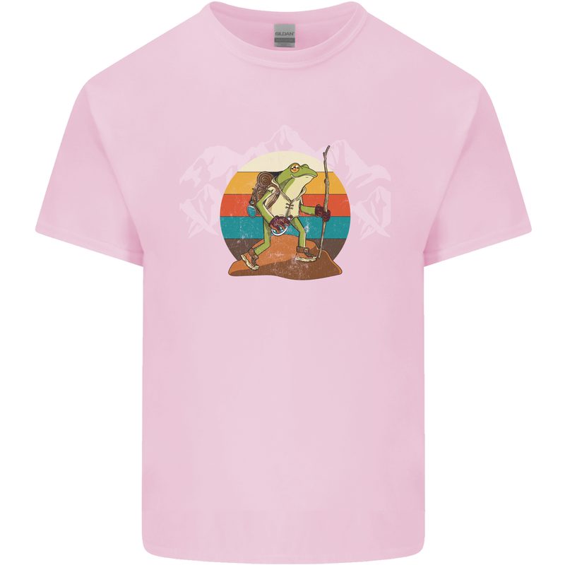 A Frog Hiking in the Mountains Trekking Mens Cotton T-Shirt Tee Top Light Pink
