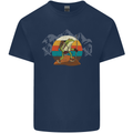 A Frog Hiking in the Mountains Trekking Mens Cotton T-Shirt Tee Top Navy Blue