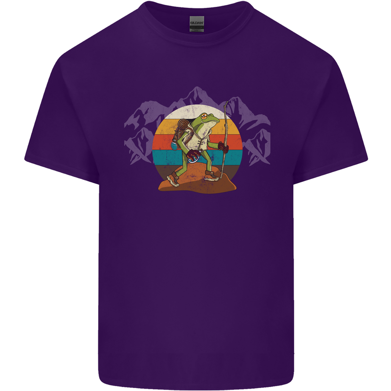 A Frog Hiking in the Mountains Trekking Mens Cotton T-Shirt Tee Top Purple