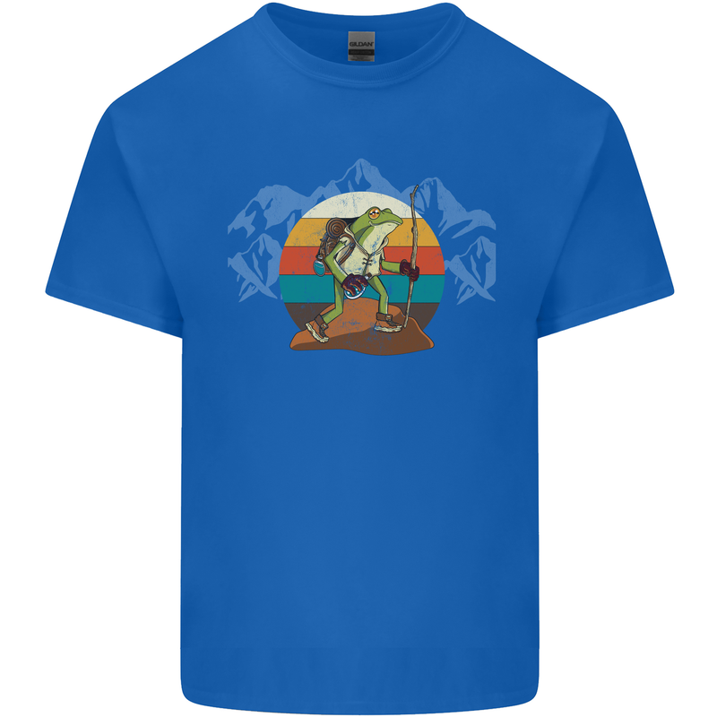 A Frog Hiking in the Mountains Trekking Mens Cotton T-Shirt Tee Top Royal Blue