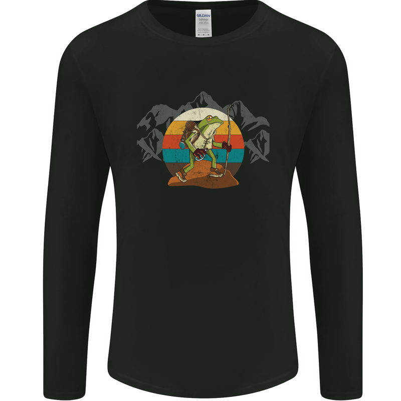 A Frog Hiking in the Mountains Trekking Mens Long Sleeve T-Shirt Black