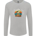 A Frog Hiking in the Mountains Trekking Mens Long Sleeve T-Shirt Sports Grey
