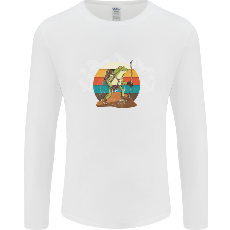 A Frog Hiking in the Mountains Trekking Mens Long Sleeve T-Shirt White