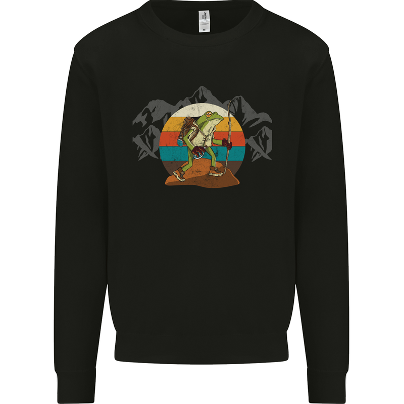 A Frog Hiking in the Mountains Trekking Mens Sweatshirt Jumper Black
