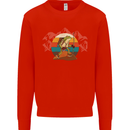 A Frog Hiking in the Mountains Trekking Mens Sweatshirt Jumper Bright Red