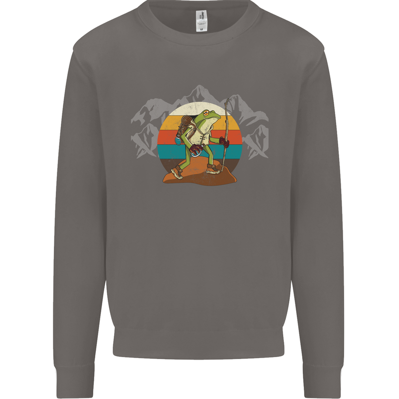 A Frog Hiking in the Mountains Trekking Mens Sweatshirt Jumper Charcoal