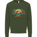 A Frog Hiking in the Mountains Trekking Mens Sweatshirt Jumper Forest Green