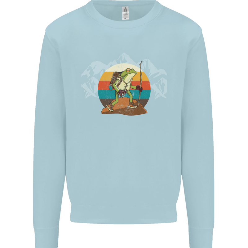 A Frog Hiking in the Mountains Trekking Mens Sweatshirt Jumper Light Blue