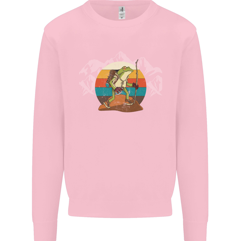 A Frog Hiking in the Mountains Trekking Mens Sweatshirt Jumper Light Pink
