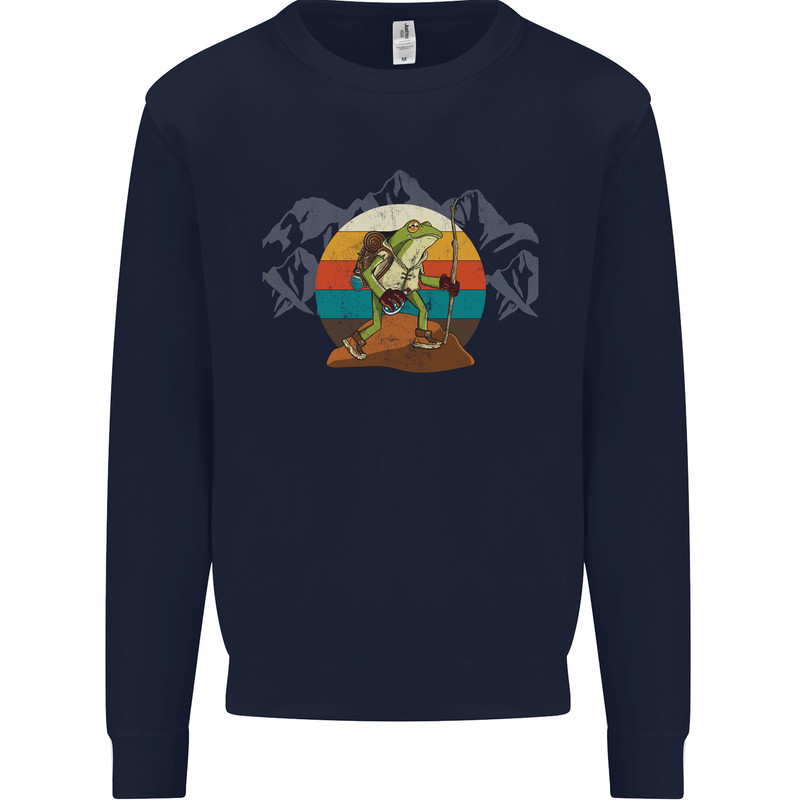 A Frog Hiking in the Mountains Trekking Mens Sweatshirt Jumper Navy Blue