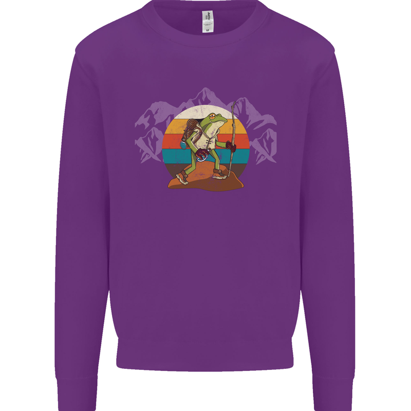 A Frog Hiking in the Mountains Trekking Mens Sweatshirt Jumper Purple