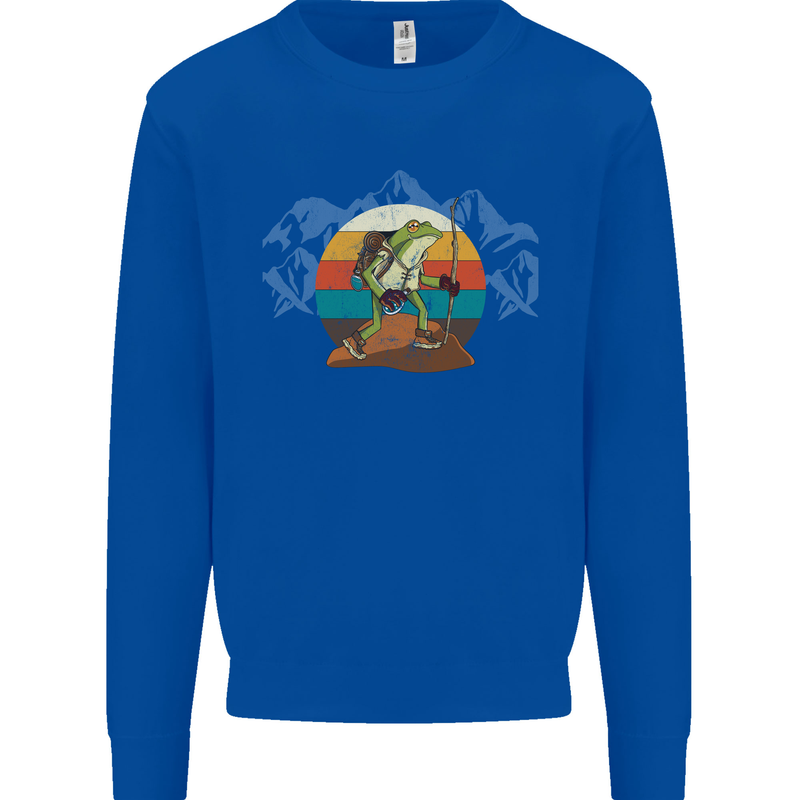 A Frog Hiking in the Mountains Trekking Mens Sweatshirt Jumper Royal Blue